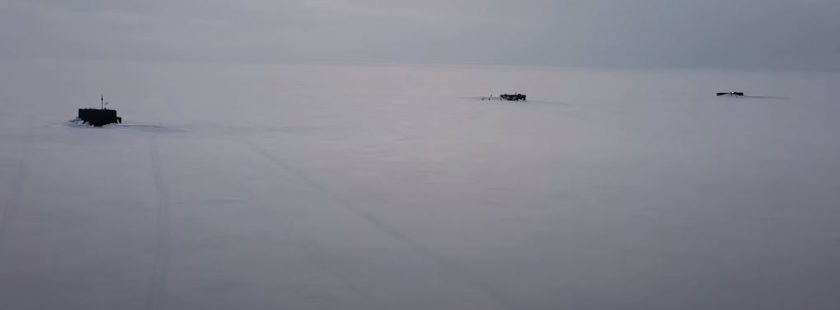 Three Russian Nuclear Submarines Surface Through the Arctic Ice