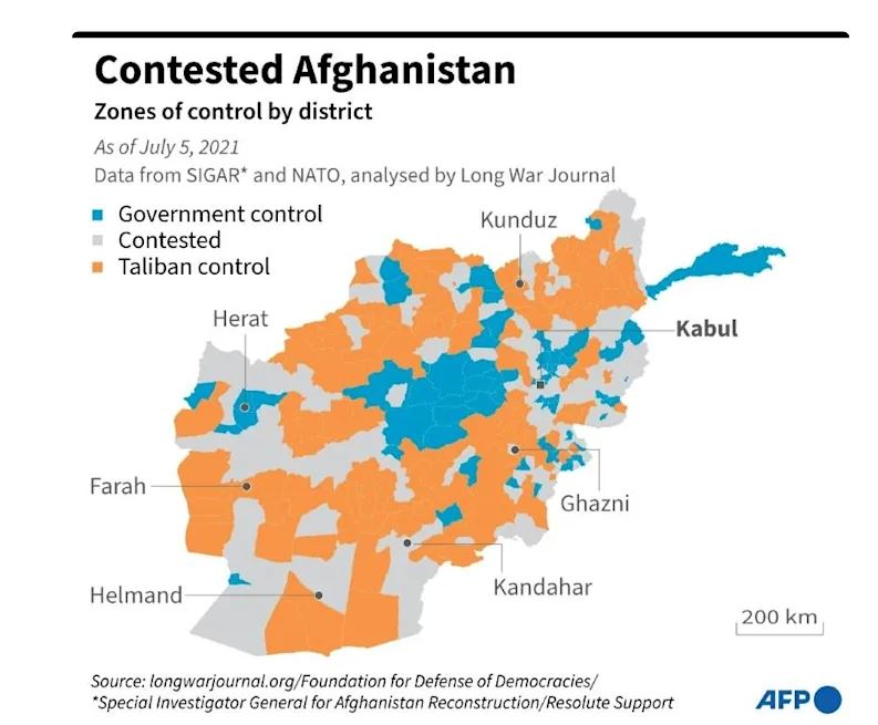 taliban control  area 2021 june